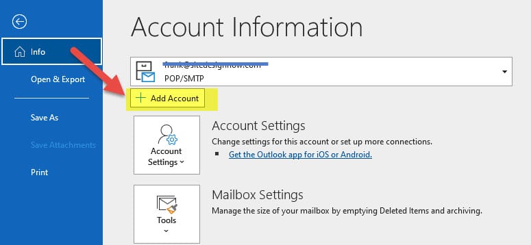 Email setup &#8211; Outlook