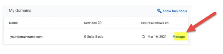 Change DNS settings in Google Domains account