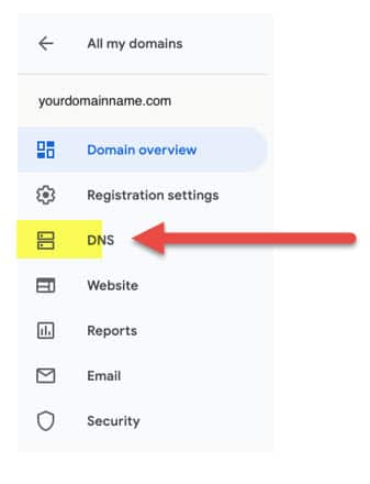 Change DNS settings in Google Domains account
